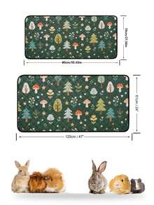 1pc Reusable Pet Cage Mat, Cute Printed Animal Sleeping Pad, All-Season Rabbit Hamster Cage Accessory, Washable Pet Pee Pad, Suitable For Small Cats, Dogs And Small Animals - Green - View 2