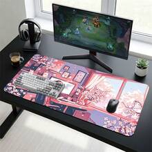 Cartoon Pink Girl Study Room Pattern Gaming Mouse Pad, Non-Slip Rubber Desk Mat, Smooth Sliding Surface, Suitable For Computer Laptop Office Home, Cute Abstract Art Decor, Back To School Supplies - A - View 3
