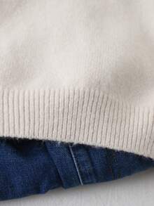 Sweater Pullover Rajut Tebal Longgar Leher Bulat Gaya Eropa & Amerika Modis untuk Anak Laki-laki, Logo Bordir Hijau, Atasan Rajut Serbaguna - Grey - View 5