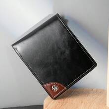 Men's Oil Wax Leather Short Bifold Wallet, Multi-Slot Large Capacity Coin Cash Card Holder, Business Minimalist Classic Wallet - Multicolor - View 2