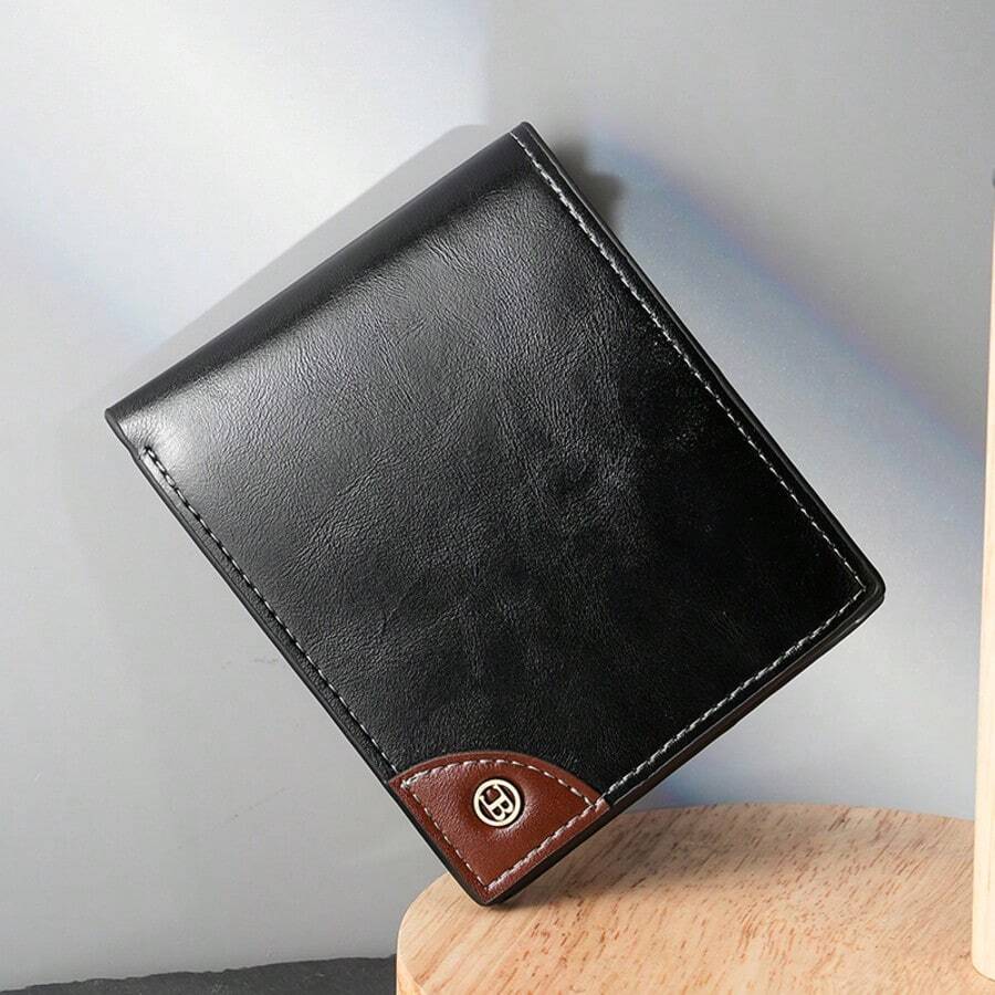 Men's Oil Wax Leather Short Bifold Wallet, Multi-Slot Large Capacity Coin Cash Card Holder, Business Minimalist Classic Wallet