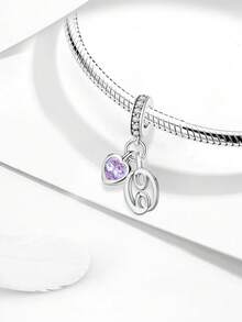 1pc Heart-Shaped Zodiac Bead Pendant, Suitable For DIY Jewelry Making And Daily Wear Decoration, Women's Gift (Aquarius) - Zodiac Pendant Beads - View 7