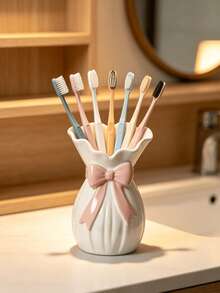 Cute Bow Toothbrush Holder For Bathroom Countertop – Adorable Monkey Design, Multi-Toothbrush Organizer, Decorative & Functional, Ideal For Home, Hotel, Dorm, Couples – Stylish & Space-Saving - Multicolor 1 - View 5
