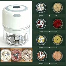 Electric Mini Garlic Grinder, USB Rechargeable, 600mAh, 23W, Stainless Steel 3-Blade, Suitable For Garlic/Chili/Onion/Meat/Nuts, Kitchen/Camping Essential - Green - View 9