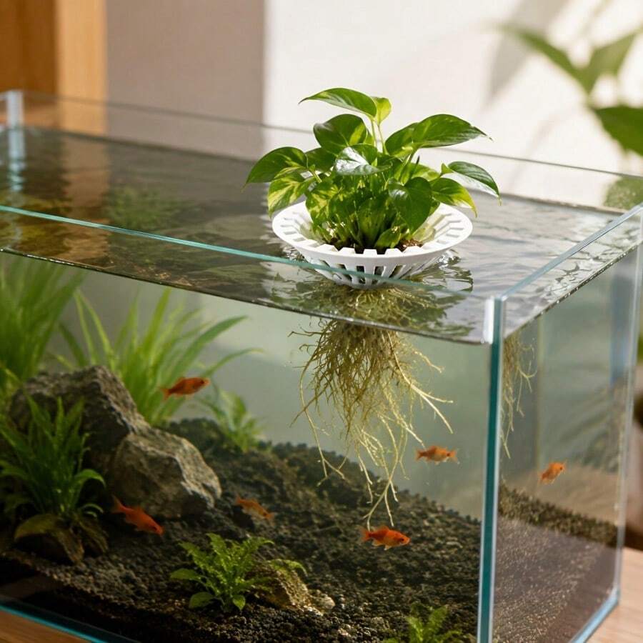 Aquarium Hydroponic Floating Colonization Basket, Soilless Cultivation Pothos And Succulent Holder, Aquascaping Plant Floating Rack, 3D Printed PLA Material, White Stand, Universal Model For Water Purification And Root Rot Prevention - A - View 1