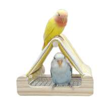 1pc Parrot Wooden House, Bird Cage Accessory Resting & Hiding Hut, Parrot Bottom Mesh Hideout, Bird Perch House, Parrot & Lovebird House - View 6