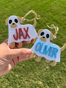 Label Tas Anjing Hantu yang Dipersonalisasi, Keranjang Boo Anjing Hantu, Label Nama Halloween Kustom, Label Tas Trick or Treat, Label Keranjang Boo - Tag Anak Anjing Hantu - View 5