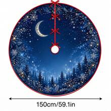 1件星月森林星空圖案聖誕樹裙，優雅配色節日裝飾，5種尺寸，中性節日禮物，適用於居家與派對聖誕裝飾 - 星月森林星空 - 查看 12