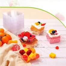 Wavy Square Snack Dish, Transparent And Refreshing Texture, Comes With Matching Small Spoon, Suitable For Serving Fruits, Mousse Pudding, Cold Appetizers And Desserts, Perfect For Cold Buffet, Tea Break Party, Family Gathering Platter, Unique And Elegant Design, Easily Elevate Table Display Style, Create Exquisite Food Presentation Effect. - Transparent - View 6