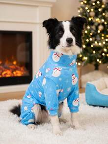 1PC Christmas Dog Pajamas - Soft Warm And High Stretch Full Coverage Pet Rompers, Anti Licking & Bug Protective Jumpsuit For Small Medium Large Dogs, Christmas All Over Printing Dog Clothes - Cute Cartoon Snowman Pattern - Multicolor - View 11