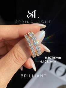 1件 0.1ct-0.5ct 4爪圓形設計 D色莫桑石訂婚戒指 女款 S風格承諾戒指 週年戒指 奢華珠寶禮物 新娘珠寶 - 金色 - 查看 1