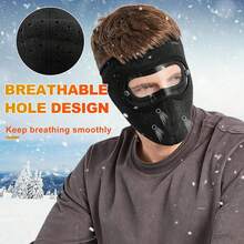 Winter Thickened Windproof Face Mask Unisex Windproof Cold Protection Full Face Head Cover For Electric Bike Riding (Black) - Black - View 1