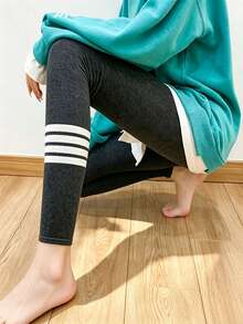 Women's Vertical Striped Leggings, Autumn Pure Cotton Slim Fit Tight Thin Cropped Pants, Slimming Elastic Pants - Multicolor - View 11