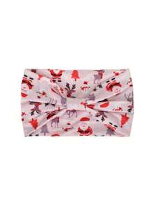 4Pcs Christmas Twisted Headbands Set, Xmas Snowman Reindeer Santa Print Wide Elastic Turban Head Wraps, Women Holiday Party Hair Accessories - Multicolor - View 3
