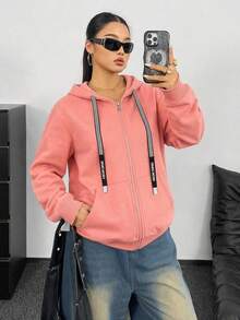 Plus Size Sweatshirts & Hoodies - Coral Pink - View 2