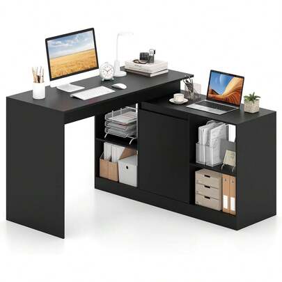 Reversible L-Shaped Computer Desk Corner Laptop Workstation