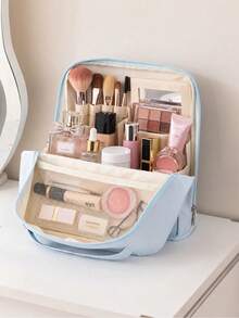 Vertical Travel Cosmetic Organizer Bag, Large Capacity Waterproof Makeup Brush Holder, Portable Cosmetic Storage Box, Suitcase Makeup Bag - View 8