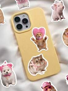 54pcs Cute Pink Pet Stickers, Waterproof Vinyl Stickers, Suitable For Water Bottles, Laptops, Phones, Suitcases, Guitars - Multicolor - View 6