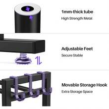 3 Tier Adjustable Dumbbell Rack, Weight Rack For Home Gym, 450 Lb Capacity With Extra Storage Hooks - Black - View 6