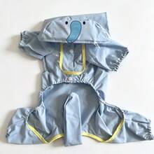 Blue Elephant Style Waterproof Dog Raincoat Set, Includes 1pc Raincoat And Waterproof Leash, Multiple Colors Available, Windproof And Fully Waterproof, Full Coverage Design, With Special Fasteners, Non-Slip Rubber Sole, Adjustable Hook And Loop, Full Paw Coverage And Reflective Strips - Multicolor - View 9