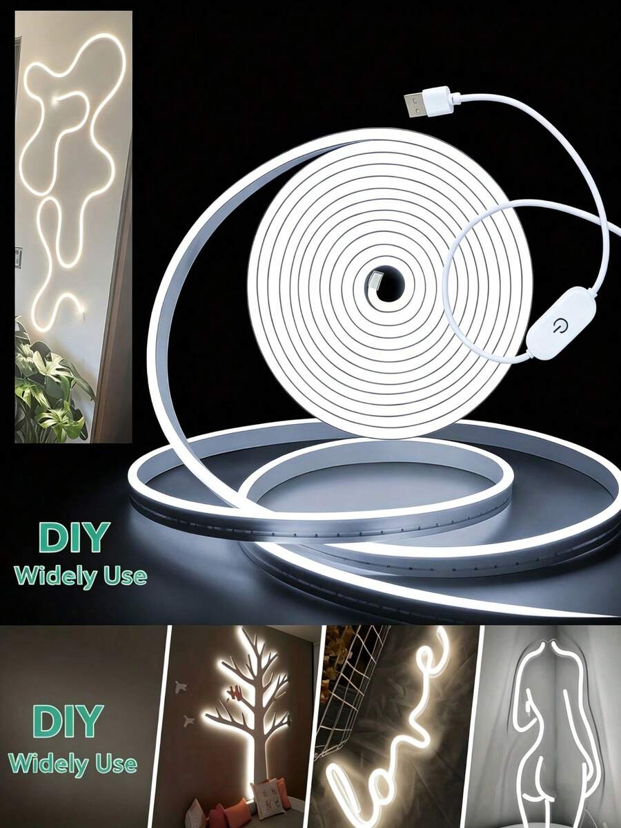 USB Neon LED Light Strip With Smart Touch Sensor Switch, Dimmable Flexible LED Rope Light, Waterproof Tube Light For TV Backlight, Hallway, Vanity Mirror And Holiday Decoration, 1m-5m