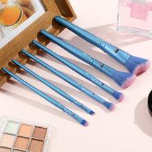 Disney Stitch Themed 6-Piece Cosmetic Makeup Brushes Collection, Angled Blush Contour Eyeshadow Crease Brushes With Cute Character Print And Ergonomic Handle, Travel Portable Beauty Tools Box Set For Smooth Face Powder Application - Multicolor - View 9