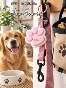 1pc Personalized 3D Printed Keychain, Customizable Name & Pet Paw Charm, Portable Bag & Key Accessory, Cute Cat & Dog Paw Design Home Decor, Interactive Press Design, Durable Daily Carry Ornament, Pet Lover Commemorative Trinket, Backpack, Purse, Home Storage Practical Pendant - Multicolor - View 9