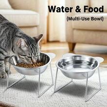 Cat 304 Stainless Steel Elevated Bowl, 15° Tilted Design Neck-Protecting Healthy Feeding Bowl, Shatter-Proof And Anti-Drop Pet Bowl - 600ml - View 9