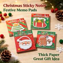 8/4pcs Christmas Sticky Notes Office Memo Notepad Cute Snowman Bell Design Student Reward Sticker Book Christmas Gift - Notebook - View 1