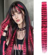 45cm/18" Feather Hair Extension Clip-In Hidden Hairpiece, Gothic Style Black Striped Texture, Multi-Color Festive, Suitable For Beginners, Natural Looking Synthetic Fiber For Christmas, Carnival, Role Play, Party, Birthday - Multicolor - View 8