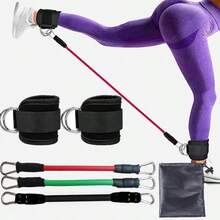 1pc Ankle Resistance Band Buckle, Pink & Black 6pcs Set, Leg & Hip Training Equipment, Home Fitness Gear, Unisex, For Tightening Glutes And Leg Muscles - Multicolor - View 2