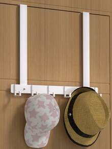 1pc Over-The-Door Coat Rack, No Drill Wall Hanging Clothes Hook, Clothing Storage Rack, Door Back Organizer Shelf, Coat & Hat Rack, Suitable For Bedroom, Bathroom And Other Scenes - White - View 12