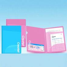 Plastic 2-Pocket A3 Portable File Folder, Multi-Function Document Pocket Folder, Letter Size - Multicolor - View 3