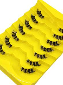 Natural Half Lashes Strips With Spikes For Nude Makeup 7 Pairs Half Lashes - Reuseble Cat Eye Spiky Crossed Curling Eyecorner Lashes Fairy Look Faux Mink Fake Eyelashes Extensions - Black - View 6