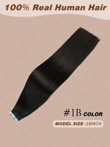 Yilite 18 Inch 10Pcs Natural Black 1B Color Tape In Hair Extensions Human Hair Straight Soft Human Hair Tape In Extensions Skin Weft Tape Ins Extensions For Women - S1B - View 2