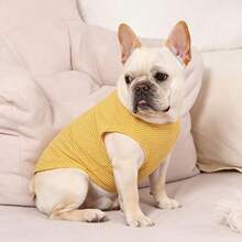 Yellow Striped Sleeveless Dog Vest, Soft And Elastic, Pet Vest, Comfortable Clothing For French Bulldog, Corgi And Small To Medium Dogs - Yellow - View 4