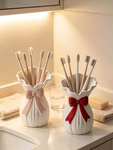 Cute Bow Toothbrush Holder For Bathroom Countertop – Adorable Monkey Design, Multi-Toothbrush Organizer, Decorative & Functional, Ideal For Home, Hotel, Dorm, Couples – Stylish & Space-Saving - Multicolor 1 - View 11