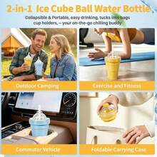 Collapsible Ice Ball Mold, 2-In-1 Silicone Ice Cube Tray. Comes With Straw, Easy Release Silicone, Leak-Proof, Foldable And Portable, Essential For Summer Office/Home/Camping - A - View 6