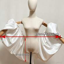 1pc Detachable Satin Exaggerated Petal Sleeve Cape Bridal Accessory Shoulder Sleeve, Beige Black Burgundy Optional - Multicolor - View 3