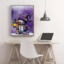 1PC | 5D DIY Diamond Painting | Christmas Snowman Pattern Diamond Painting Kit, Full Drill Mosaic Craft Set, High Definition Art Diamond Painting, Focus And Relax Through DIY, Suitable For Living Room, Bedroom, Office Wall Decor, Surprise Holiday Home Decor Gift For Family And Friends, Unframed - round diamond - View 3