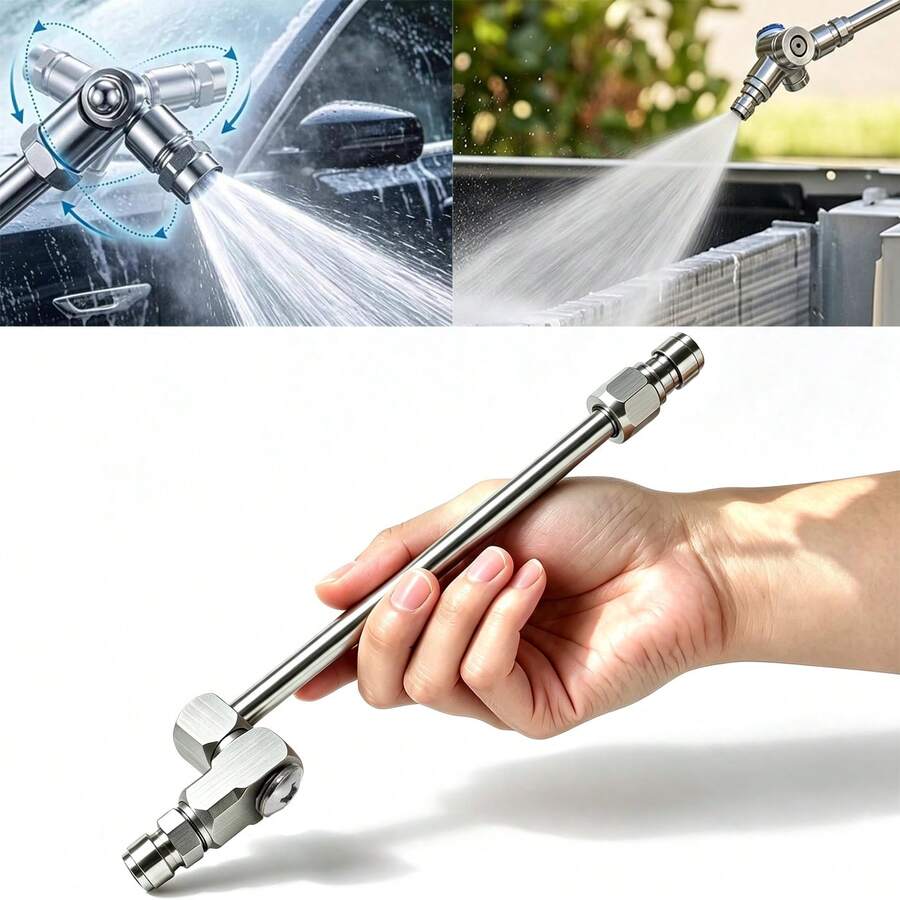 Fan Nozzle Wand, Rotating Pressure Washer Rinse Tool With Stainless Steel Body And 1/4 Coupler Adapter For Upkeep Ac Coil Rinse Wand Condenser Rinsing Rod Rotating Washer Tool Stainless Steel