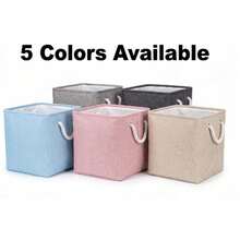 1pc Fabric Storage Basket For Kids Toys, Bedroom Clothes And Socks Organizer, Foldable Linen Storage Bin - Multicolor - View 3