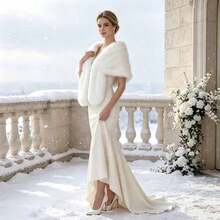 1pc Faux Cashmere Bridal Shawl Cape, Winter Warm Shawl, Suitable For Winter Wedding, Evening Party, Ball, Post-Ceremony Photo Shoot And Banquet Dress Accessory - Multicolor - View 6