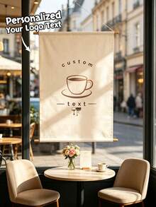1pc Custom Logo Banner Vertical Business Sign,Personalized Your Logo/Text Hanging Fabric Banner,Market Display, Pop Up Shop Branding,Vendor Booth - Multicolor - View 2