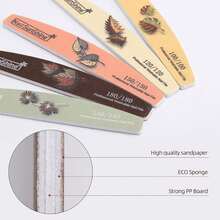 5Pcs Autumn Leaf Print Curved Nail Files Washable Double Sided Mixed Grit Emery Boards Manicure Tools For Natural And Acrylic Nails - Multicolor - View 6