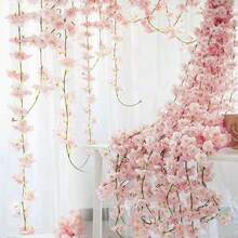 6 Buah Rangkaian Bunga Sakura Buatan Sepanjang 5,9 kaki, untuk Dekorasi Musim Semi di Rumah, Kamar, Pernikahan, dan Pesta - MultiWarna - View 9
