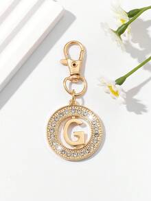 1pc Fashionable European & American Hollow Letter Shape Keychain Pendant, Exquisite Luxurious Women's Car Key Bag Charm Accessory, Suitable For Daily Wear And Holiday Gifts - Gold - View 19