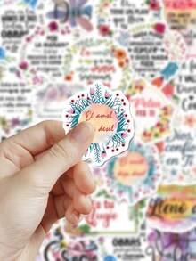 50pcs Spanish Motivational Quote Stickers For Decorating Planner, Diary, Scrapbook, Notebook, Luggage, Guitar, Skateboard, Manual, Tablet, Water Bottle, Phone - Spanish Motivational Text - View 4