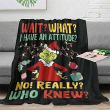 The Grinch 1 buah Selimut Flanel Cetak Digital Monster Hijau Selimut Liburan Natal Selimut Hangat untuk Tidur Siang - Kartun Berwarna-warni - View 2