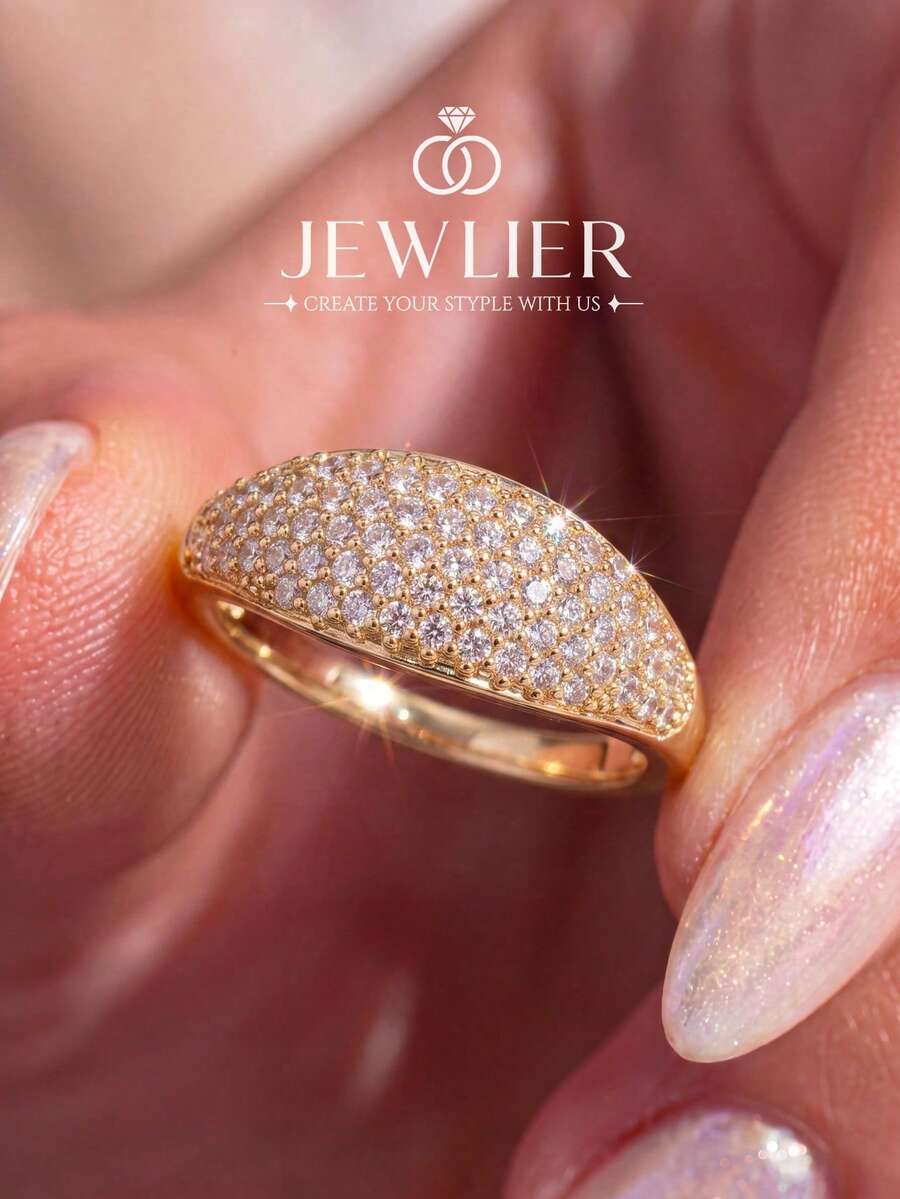 1pc Minimalist Full Zirconia Ring, Versatile Daily And Party Accessory, High-Quality Women's Jewelry Gift
